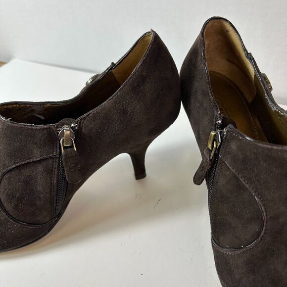 Circa Joan & David CJ River Brown Suede Leather Pointed Toe Shootie Shoe Size 6M - Picture 8 of 10